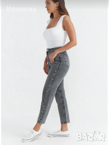 Нови дамски сиви дънки Л, снимка 3 - Дънки - 53211025