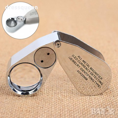 9890 Сгъваема джобна лупа 40х25мм с осветление, снимка 7 - Други стоки за дома - 30530538