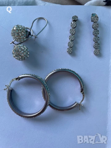 Сребърни обеци, три вида с камъчета,проба 925 (11)