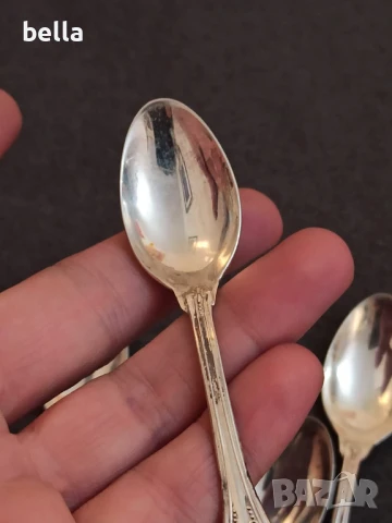 Сребърни стари лъжички за кафе 5 броя ,проба 800 с маркировки ,50 грама , снимка 2 - Антикварни и старинни предмети - 50840475