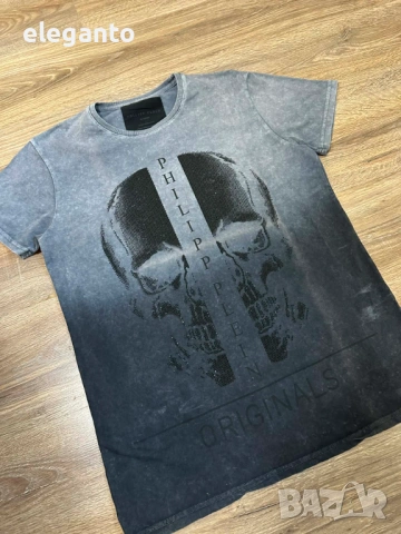Оригинална мъжка тениска  Philipp Plein Skull Regular Fit | Цвят черен , L размер , снимка 3 - Тениски - 53888041