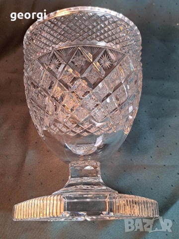 масивна кристална фасетирана ваза със столче Bohemia , снимка 9 - Вази - 54164030