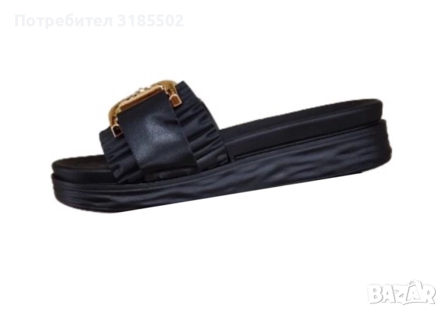 Луксозни дамски чехли с елегантни златисти елементи, снимка 8 - Чехли - 51526104