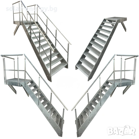 Метално стълбище с площадка 11 стъпала | За монтаж към стена | Поцинковано, снимка 3 - Други - 54236259