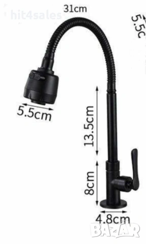 Кухненски смесител , стил и красота в  черно САМО ЗА СТУДЕНА ВОДА, снимка 2 - Смесители - 54072641