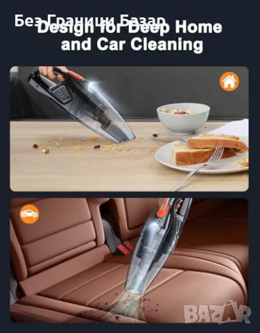 Нова Мини прахосмукачка 9000Pa – Компактна, бързо зареждане, HEPA филтър, снимка 5 - Прахосмукачки - 49012466