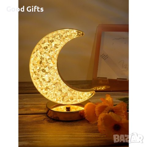 LED декоративна настолна лампа Луна, сензорна, трицветна, затъмняваща, снимка 7 - Лед осветление - 42308912