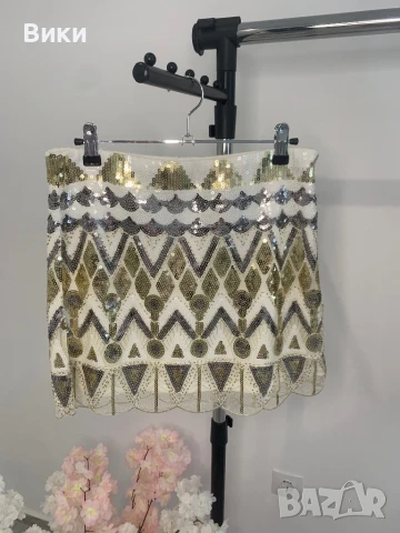 Пола с паети и маниста универсален размер 