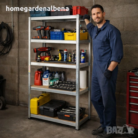 Метален рафт 5 нива до 875 кг | Складов стелаж 180х90х40 | Стабилен и лесен монтаж