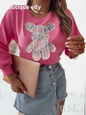 дамска блуза в черно, бяло и розово, снимка 3 - Блузи с дълъг ръкав и пуловери - 51756385