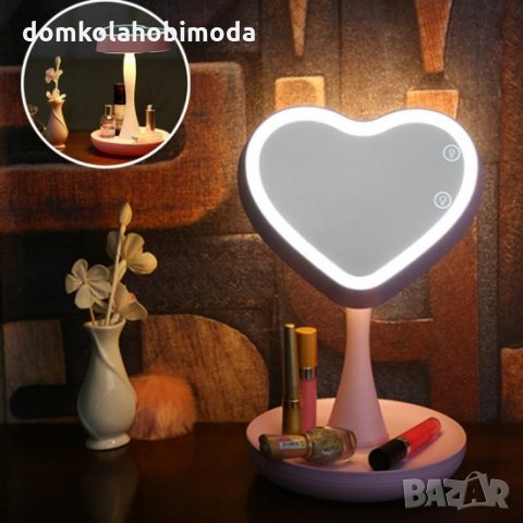 Настолно огледало за гримиране, С лед осветление, Сърце, снимка 4 - Други - 31861406