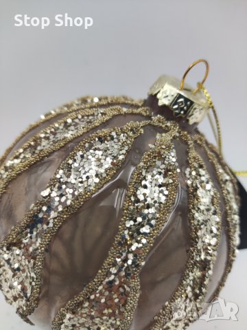 Стъклена коледна топка 10 см диаметър   Ръчно изработена , снимка 3 - Декорация за дома - 42840948