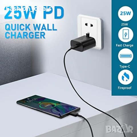 Ново 25W Бързо Зарядно + 1.83м USB C Кабел Оптимална защита Подарък , снимка 2 - Други стоки за дома - 42634333