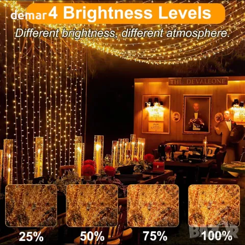 Realky коледни лампички, 29.2 м, 220 LED водоустойчиви, с 8 режима, дистанционно, топло бяло, снимка 4 - Декорация за дома - 47989507