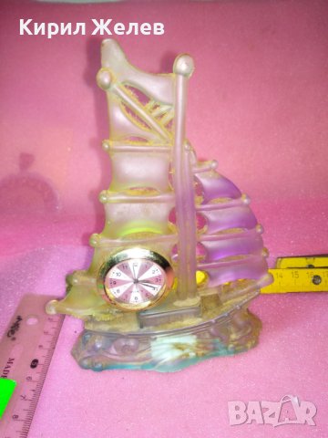 КРАСИВ ФИГУРАЛЕН НАСТОЛЕН КВАРЦОВ ЧАСОВНИК ВЕТРОХОД ПЛАТНОХОД КОРАБ За КОЛЕКЦИЯ ДЕКОР 42889, снимка 8 - Декорация за дома - 44314063