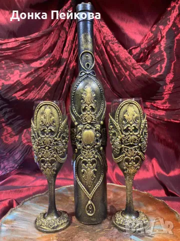 Ръчно изработен сервиз за вино , снимка 2 - Сервизи - 48141421
