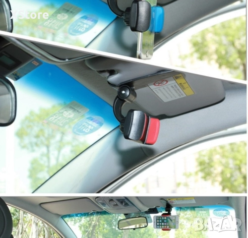 Стойка за мобилни устройства за автомобил, която се поставя върху сенника ST18, снимка 17 - Аксесоари и консумативи - 52484289