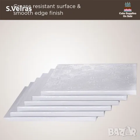 5 Броя Квадратни Луксозни Подложки за Торта 12 мм - Бяла, снимка 2 - Съдове за готвене - 48676992