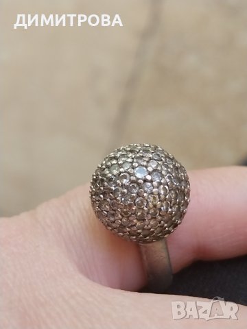 Сребърен комплект  обеци и пръстен с камъни Swarovski, снимка 10 - Пръстени - 42815503