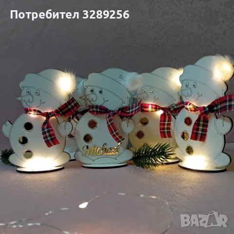 Коледен подарък Снежко, декорация, украса, име, Коледа, светлина, лампички, снимка 3 - Други - 52214897