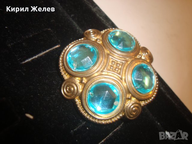 РЕТРО АРТ БРОНЗОВА БРОШКА със СИНИ КРАСИВИ КРИСТАЛИ 41520, снимка 7 - Други - 30580742