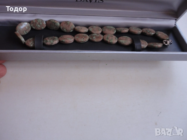 Луксозно  колие от камъни леопардов яспис и сребро 