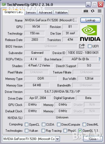 Видео карта NVidia GeForce Gainward FX 5200 64MB DDR 128bit AGP, снимка 8 - Видеокарти - 34033188