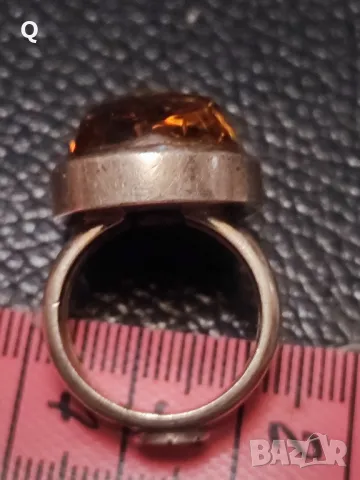 сребърен пръстен с кехлибар , снимка 8 - Пръстени - 50277280