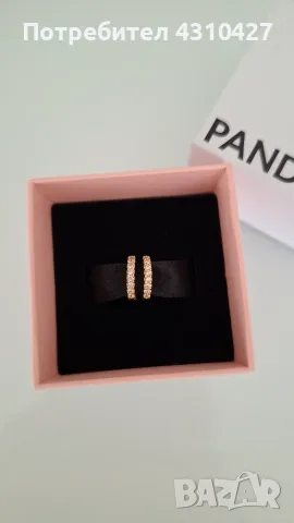 Оригинални дамски обеци Pandora с покритие 14К злато, снимка 3 - Обеци - 55986737