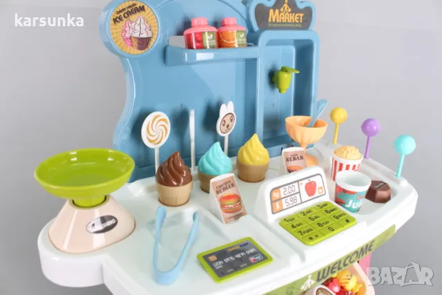 Супермаркет с количка за пазаруване, снимка 3 - Играчки за стая - 48039189