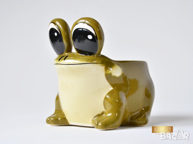 Керамична саксия - жаба / Подарък за нов дом / Керамична саксия с форма на жаба, снимка 3 - Декорация за дома - 40513271