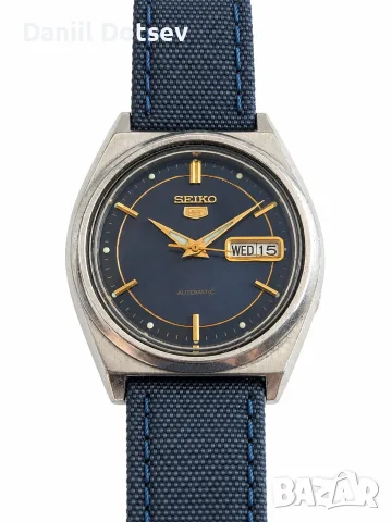 Seiko 5 Automatic 7S26-8760 – винтидж 1996 г., син циферблат, снимка 2 - Мъжки - 56175671