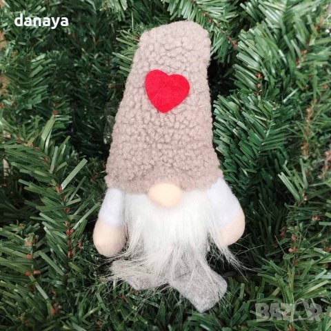 4214 Коледна фигура Гномче с шапка сърце, снимка 3 - Декорация за дома - 42663230