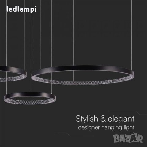 LED Полилей 57W Черен Алуминий и Акрил Кристал, снимка 2 - Полилеи - 42640757