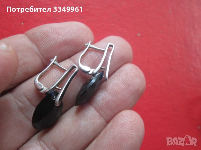 Уникални сребърни обеци 925 тъмно сини камъни, снимка 5 - Обеци - 36773204