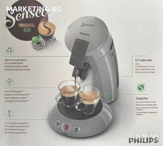 Еспресо кафемашина Philips Senseo Original Eco, снимка 2 - Кафемашини - 50527842
