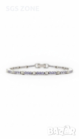 Нежна гривна с танзанити от Тайланд, снимка 8 - Гривни - 52720062