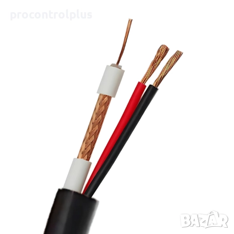 Микрокоаксиален кабел RG59 + 2x0,75mm Черен 200м