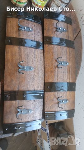 Стенни закачалки изработени от автентични реставрирани бъчви с ръчно ковани куки , снимка 13 - Декорация за дома - 43928059