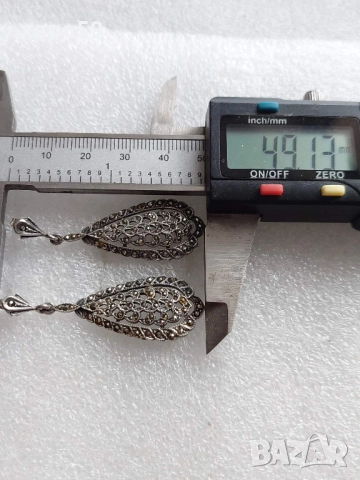 Прекрасни сребърни филигранни обеци с маркезити.Сребро проа 925, снимка 4 - Обеци - 52470314