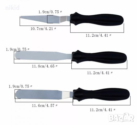 3 бр сладкарска малка шпатула нож за заглаждане и оформяне торта крем глазура сладкарски шпатули, снимка 5 - Аксесоари за кухня - 37452499