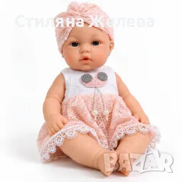 Говореща кукла бебе Baby Babble с реалистичен дизайн, розова дантелена рокличка и шапчица