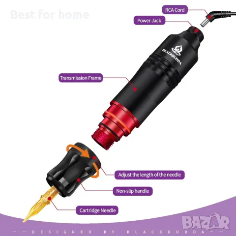 Машина за татуировки Blackbudda- пълен комплект, снимка 4 - Козметични уреди - 48732309