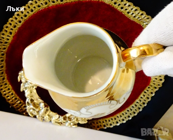 Каничка баварски порцелан,злато,картина,250 мл. , снимка 5 - Антикварни и старинни предмети - 52267939