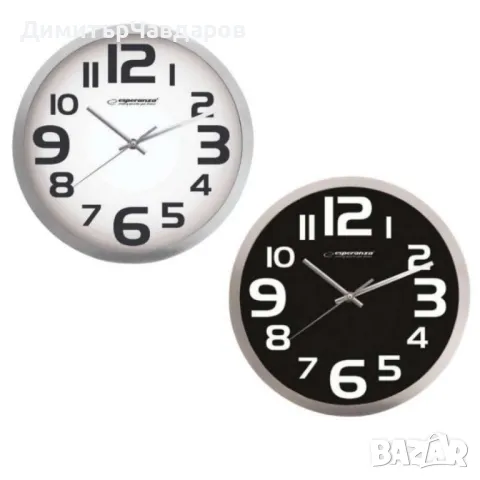 Стенен часовник Zurich, 25см., големи цифри, кварц, черен, бял, снимка 5 - Стенни часовници - 47316563