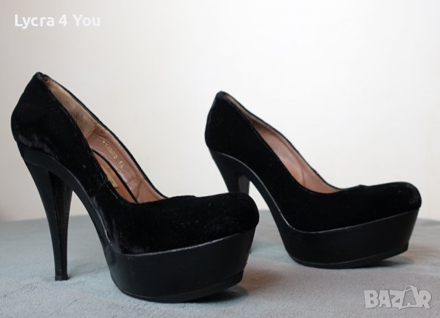 Pura Lopez велурени високи токчета с платформа на пръстите, снимка 6 - Дамски обувки на ток - 40188150