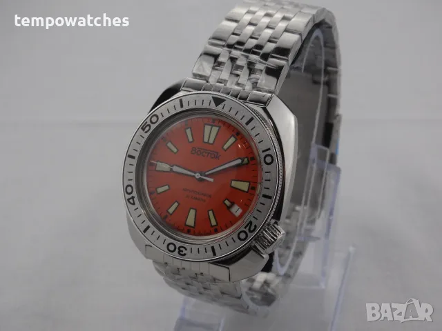 ВОСТОК АМФИБИЯ АВТОМАТИЧЕН-"ЧЕРЕПАХА"-"ORANGE" ref: 70085В, снимка 12 - Мъжки - 48082148