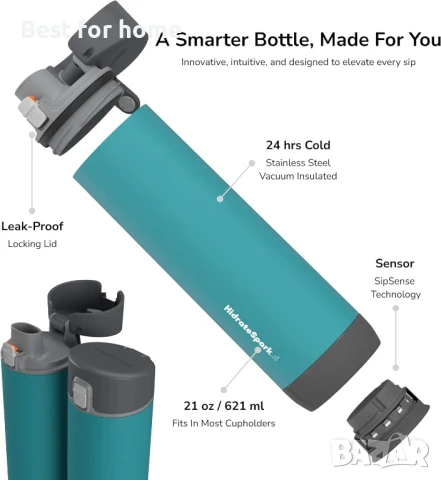 Смарт бутилка за вода HidrateSpark PRO – следи приема на вода с Bluetooth, LED напомняне, снимка 3 - Други - 51167652