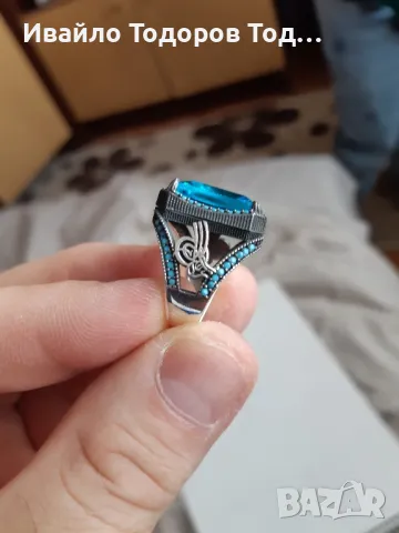 Мъжки бутиков сребърен пръстен с огромен аквамарин, снимка 9 - Пръстени - 48031562