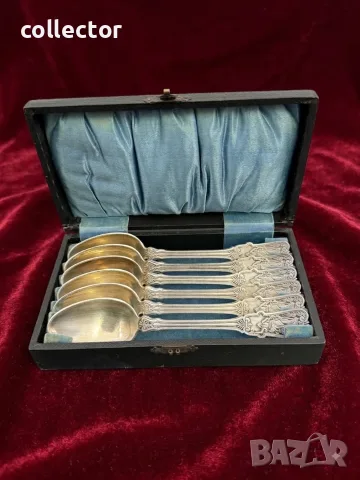 Комплект от шест посребрени десертни / чаени лъжички. №8232, снимка 3 - Антикварни и старинни предмети - 55809558